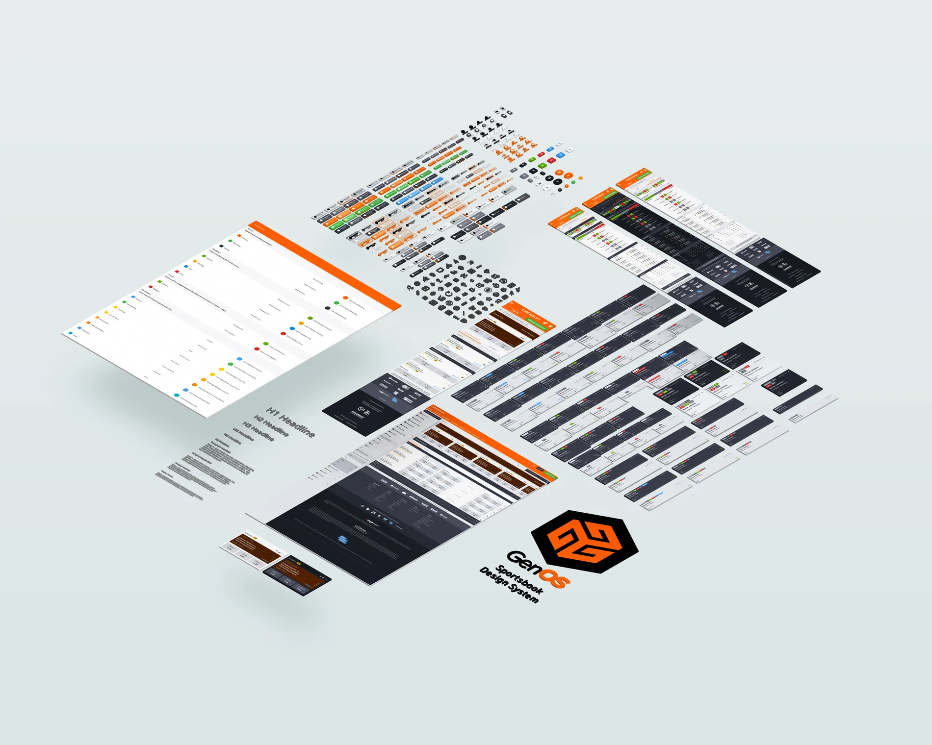GenOS design system — component library and colour architecture